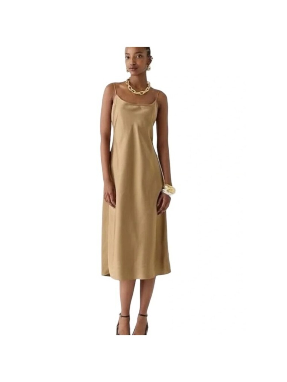 J.Crew Gwyneth Slip Dress Gold Fairy Whimsy y2k Satin Elegant Dainty 90s Cowl